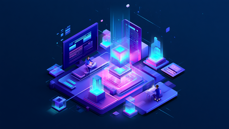 Was ist AI Workplace? Abstrakte Visualisierung: KI als integraler Bestandteil des digitalen Arbeitsplatzes